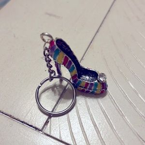 Handmade keychain. Stripe high heel keychain